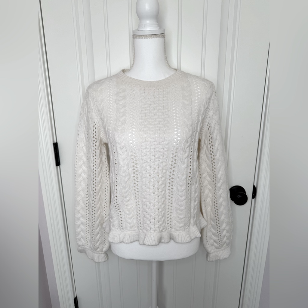 Women's White Cable Knit Sweater